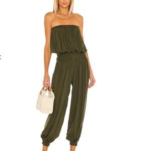 Indah - Seychelle Solid Strapless Pleated Jumpsuit - Cactus - S/M